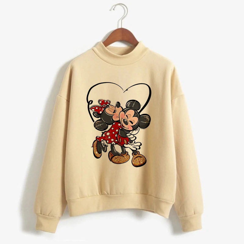 Y2k Cool Sweatshirts Turtleneck Minnie Kawaii Cartoon  Anime Sweatshirt Disney Mickey Mouse Hoodie Clothes Girl Boy Top Hoodies