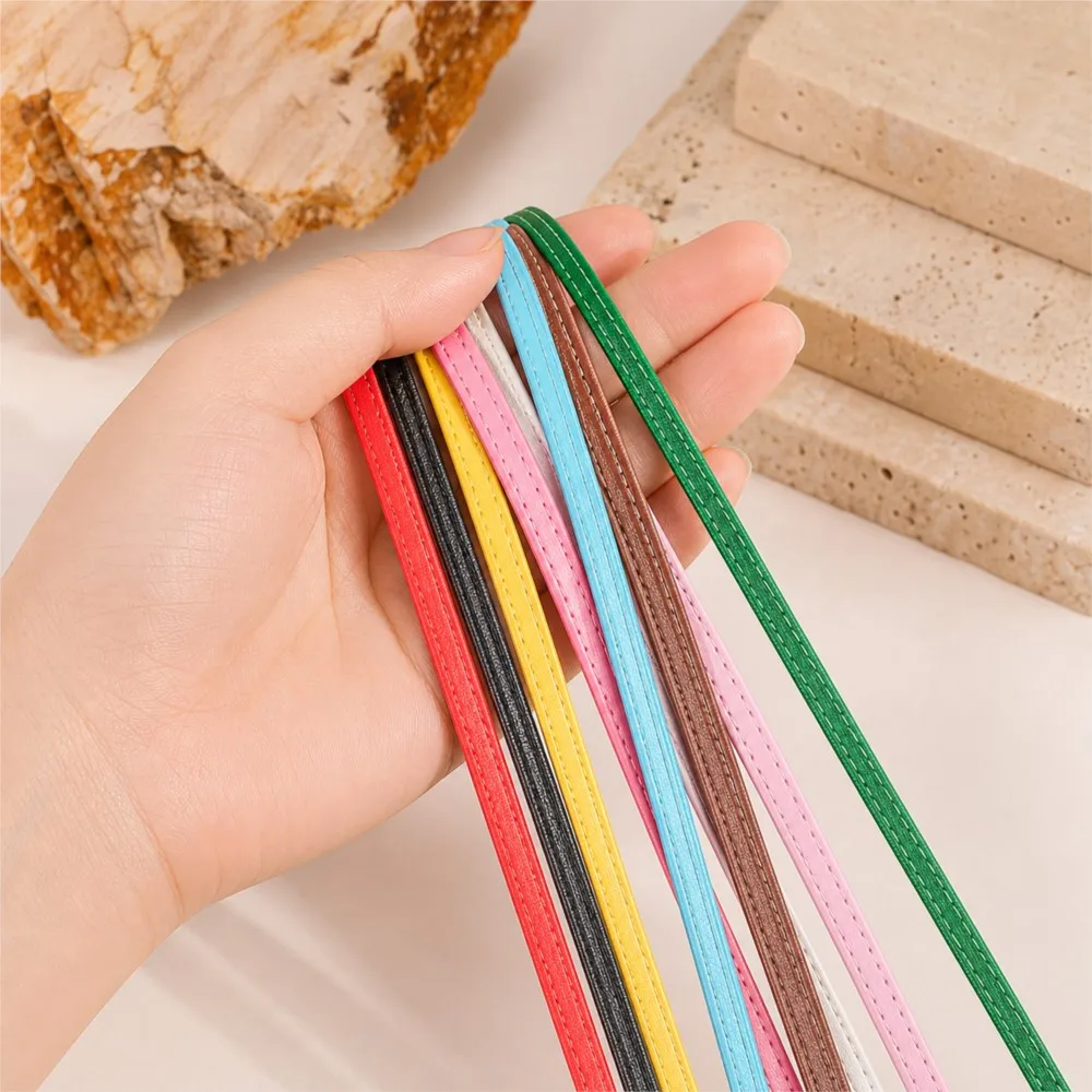 2Meter Colorful 5mm Flat PU Leather Cord Waist Chain Bracelet Belt Bag Handle for DIY Jewelry Making Accessories Materials Craft