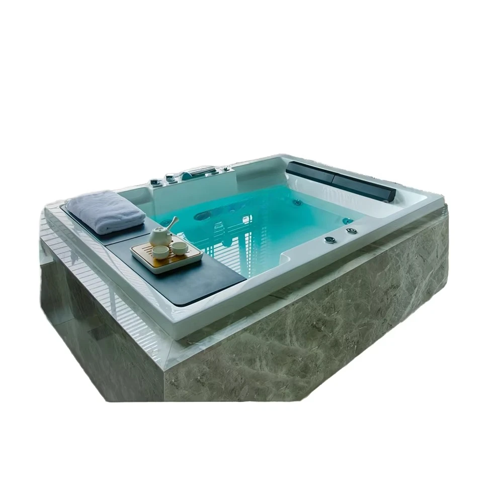 Best Price for Modern Rectangular Indoor Spa Built-in Whirlpool Massage Bathtub for Couples 2-Person for Embedded for