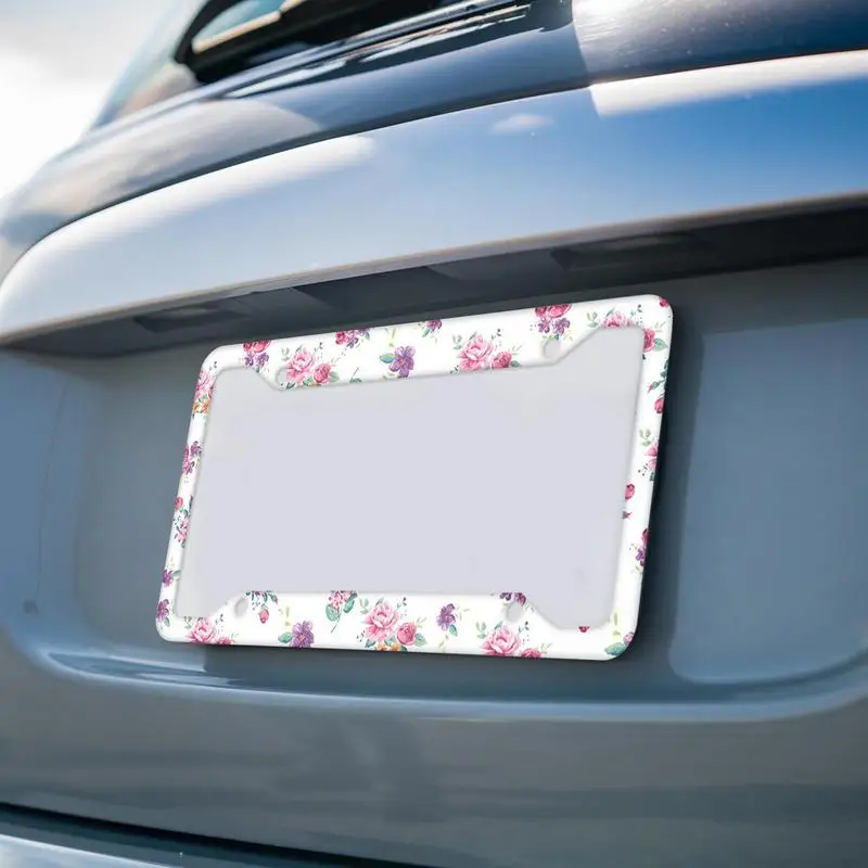 Flower Car License Plate Frame 2Pcs Car Rustproof License Plate Frames Artistic License Plate Frame 12.2 X 6.2 Inch License