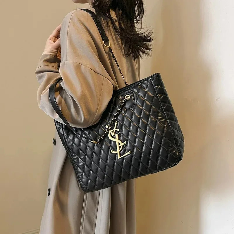 

Designer Letter Logo Messenger Tote Bag Minimalist Vintage Crossbody Purse High-End Leather Casual Commuter Women Shopper