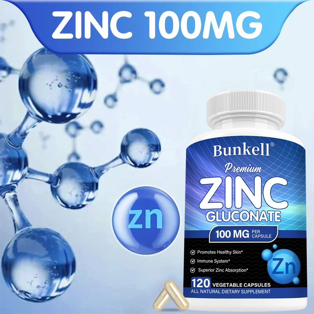 Zinc Gluconate 100mg - Supports Immune System, Skin, Heart & Circulatory Health, Fights Free Radicals, Antioxidant