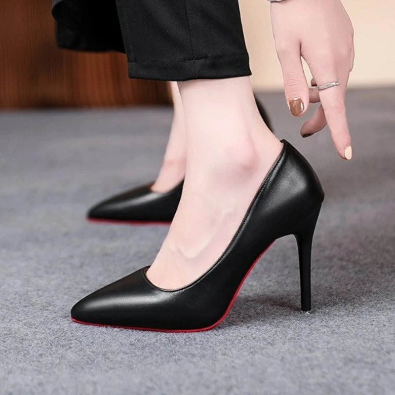 Sexy Red Bottom Women High Heels Classic Ladies Pumps Autumn Leather Dress Heel Shoes for Women Banquet Wedding High Heels view 5
