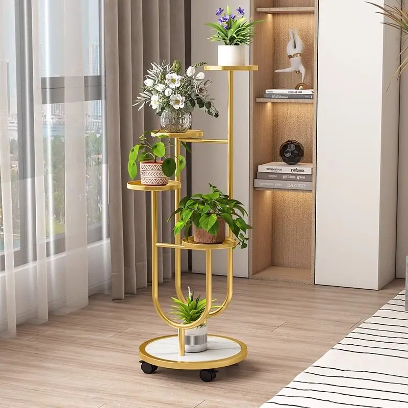 em-mobile wheeled plant shelves Greenhouse terrace multi-layer metal flower stand balcony display meble balkon garden furniture-
