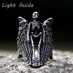 2022 NEW Men's 316L stainless steel rings Angel Wing Skull Vintage Aegishjalmur PUNK for teen Jewelry Gifts free shipping