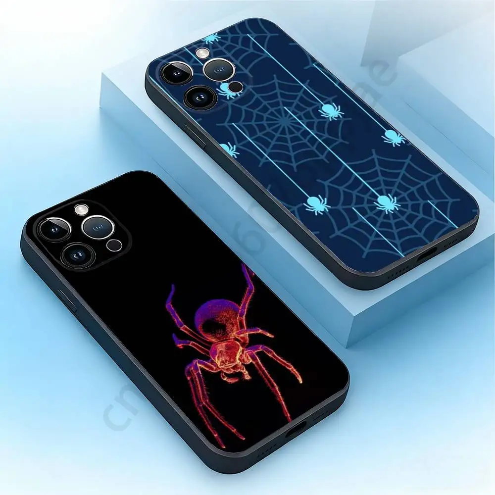 

Spider Web Pattern Phone Case For iPhone 17,16,15,14,13,12,11,Plus,Pro Max,Mini,Soft Silicone Black Cover