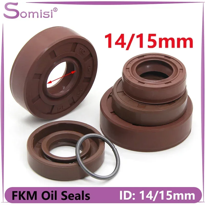 ID 14/15mm FKM Oil Seal TC-14/15x22/24/25/27/28/30/35/40/42*5/7/8/10mm Fluorine Rubber Cover Double Lip Seals Rings Gasket