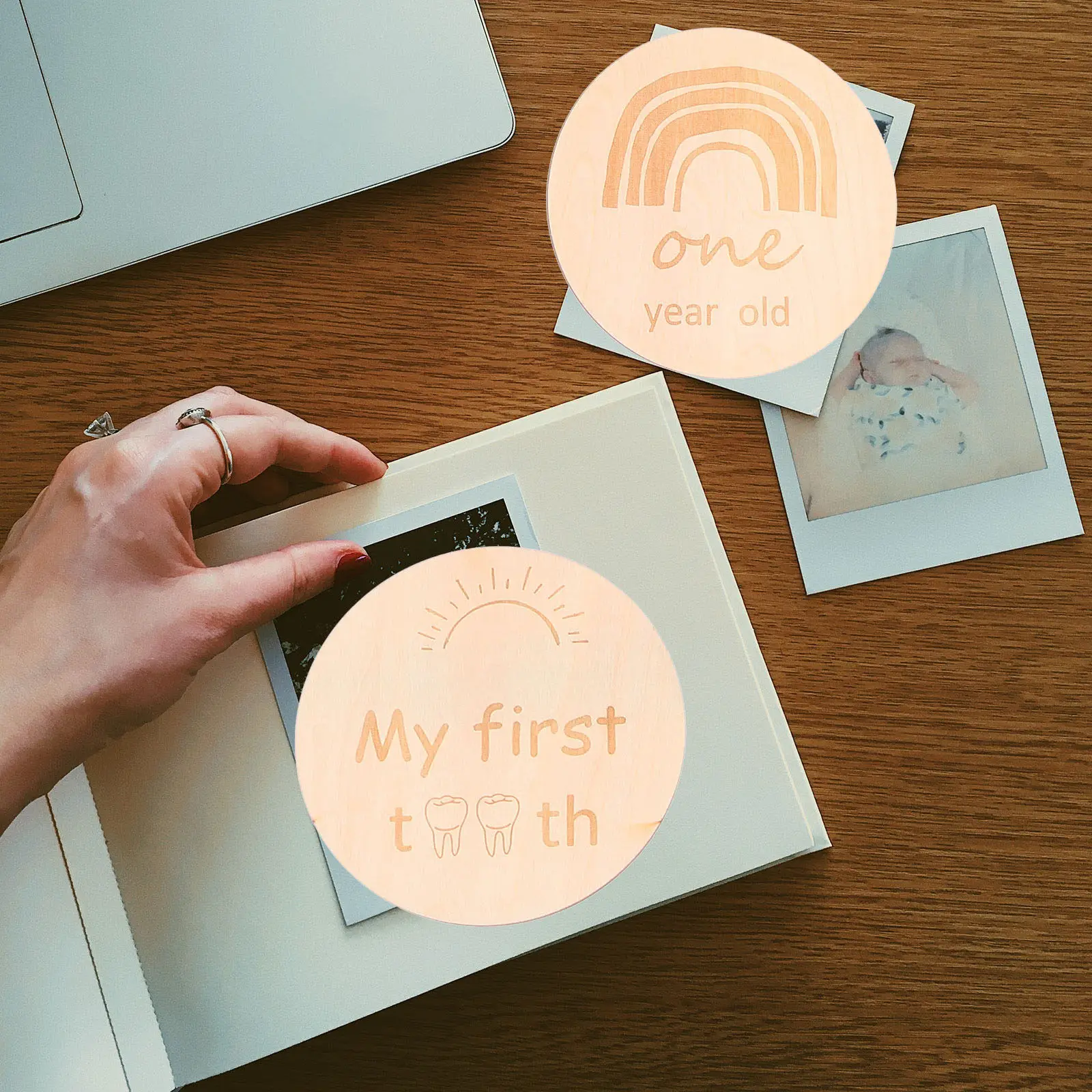 

13Pcs Growth Recording Cards Baby Monthly Wooden Photo Props Newborn Photography Prop Baby Shower Gift