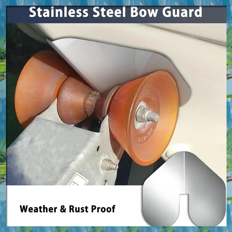 AB07 보트에 대 한 뜨거운 2 Pcs 스테인레스 스틸 Bowguard 보트 보트 보호에 대 한 접착 보트 용골 가드와 보트 보우 수호자