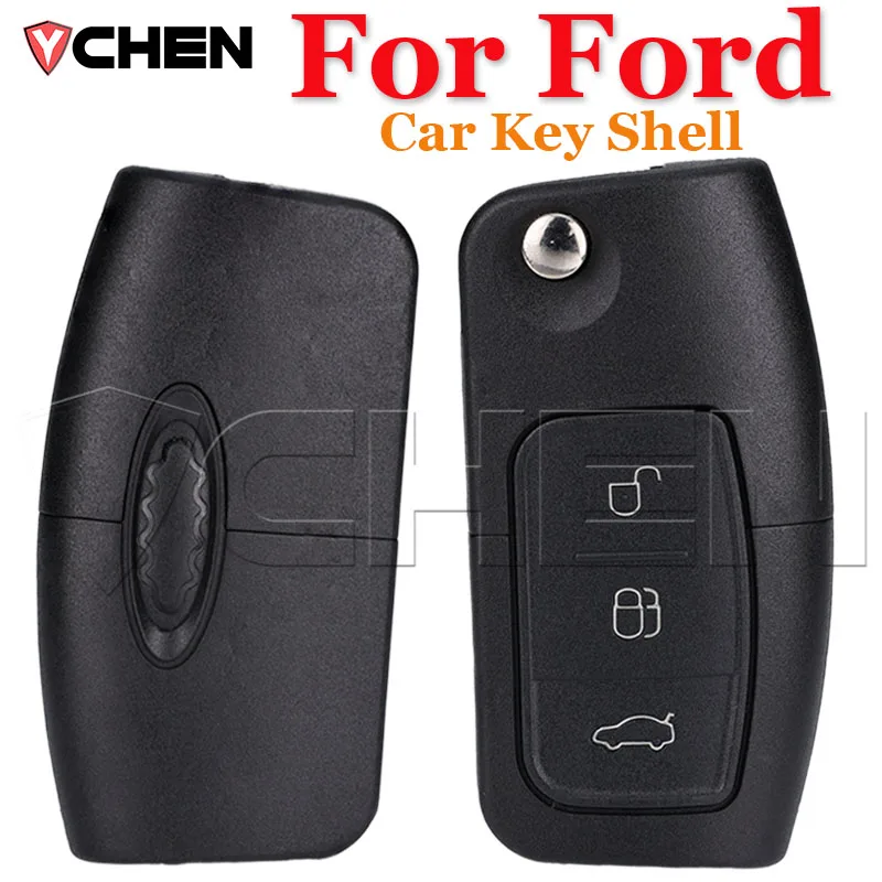 

Key Case Flip Remote Smart Cover For Ford Focus Fiesta C-Max Galaxy Kuga S-Max Mondeo MK4 2007 2008 2009 2010 Folding Fob Shell