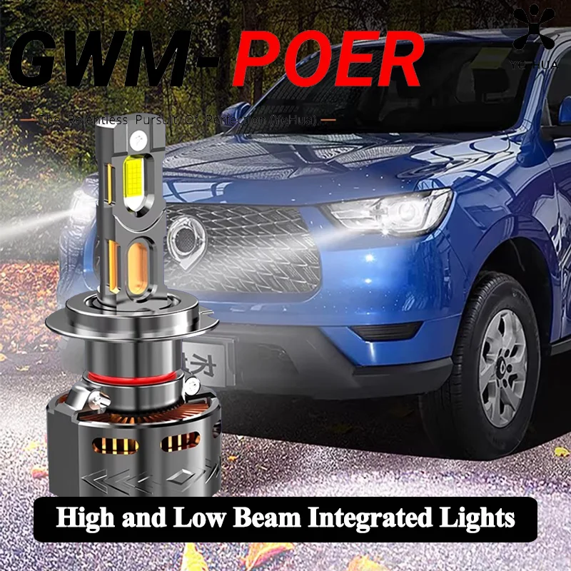 For Great Wall Poer Gwm 2019-2025 600W Modified High Low Integrated Beam Light LED Headlight Bulb Car Tuning Parts Accesorios