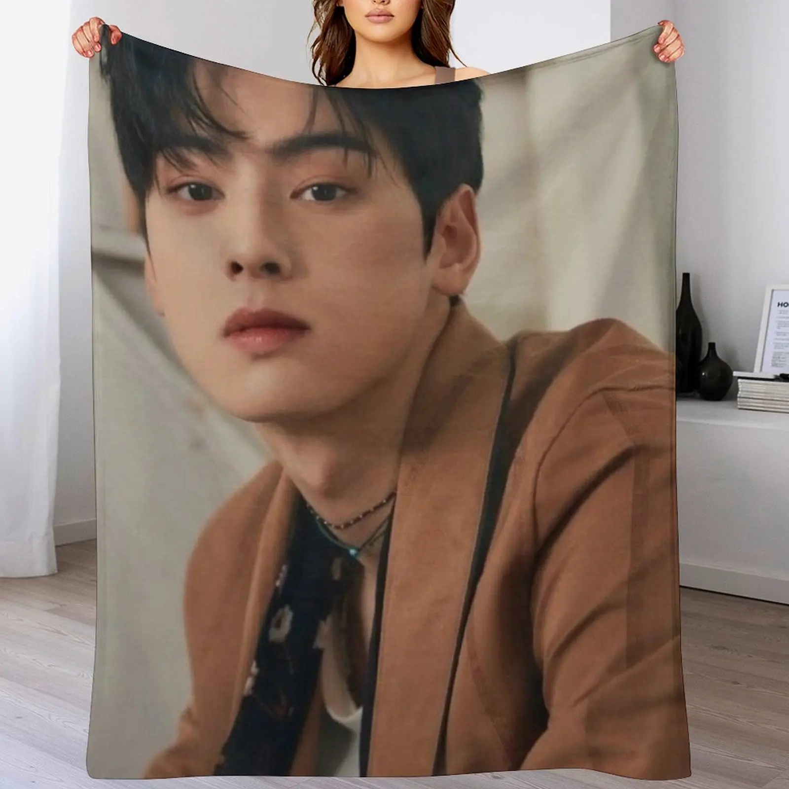 

Astro Cha Eun-woo Throw Blanket Color Fast Cozy Throw Blanket