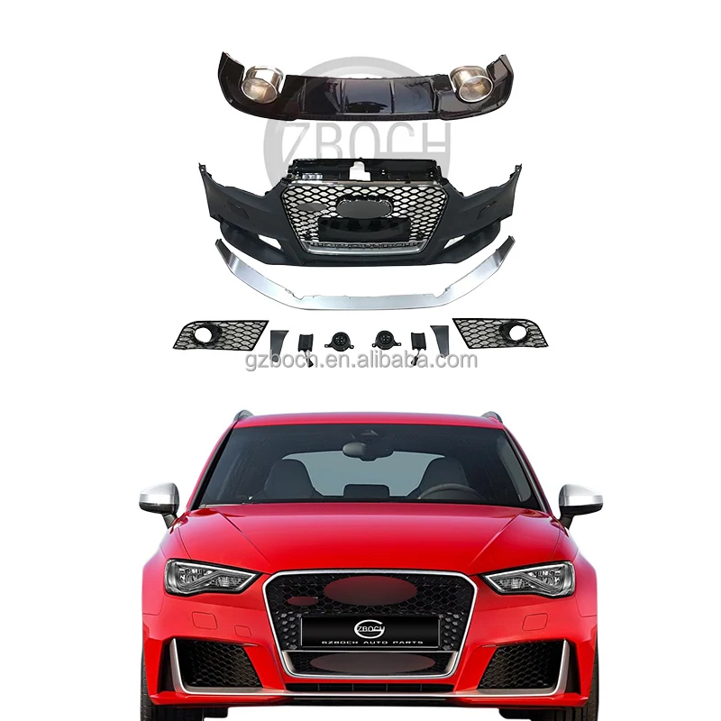 2013-2016 old upgrade new car bumpers for Audis A3 to RS3 body kit front bumper assembly car grill