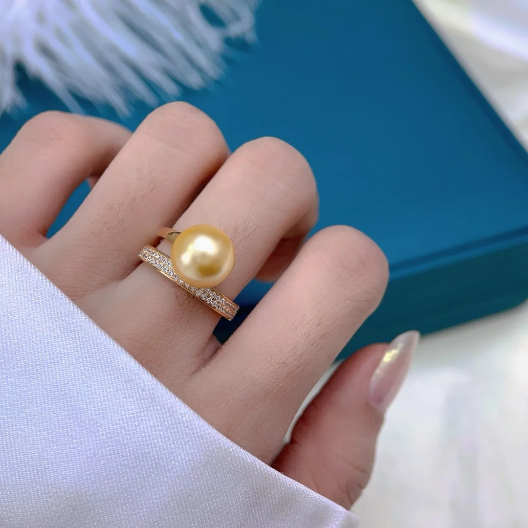 

Двойное кольцо-кольцо AAAA9-10 мм, круглое кольцо с натуральным жемчугом Южного моря, 925 s/регулируемое кольцо, рот