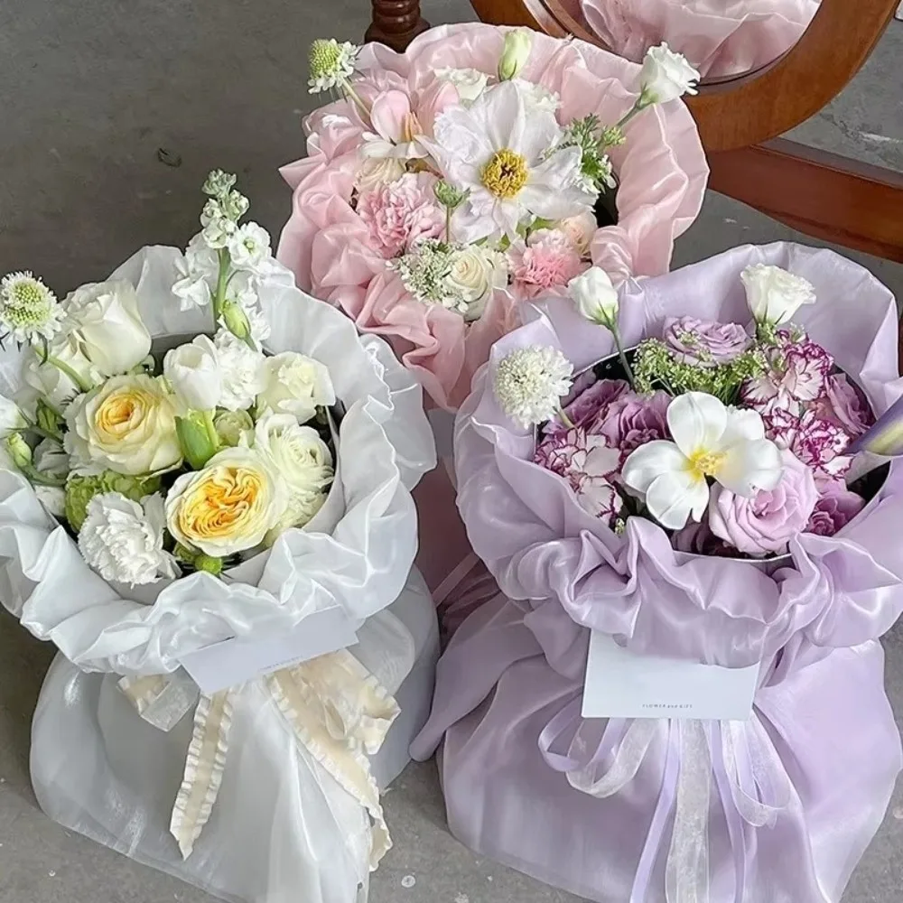 50×45 cm Flower Wrapping Paper Silk Tulle Floral Yarn Silk Flower Wrapping Paper Elastic Trim Pearl Silk Packaging Film