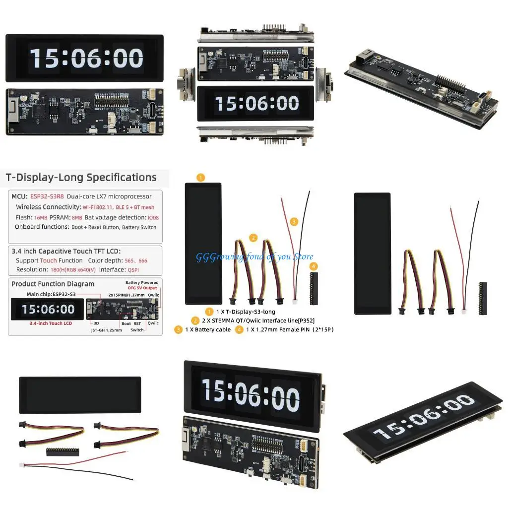 

H9EB T-Display-ESP32-S3R8 Long 3.4in Touch Panel ESP32-S3R8 Development Board T Display ESP32-S3R8 Long Development Board