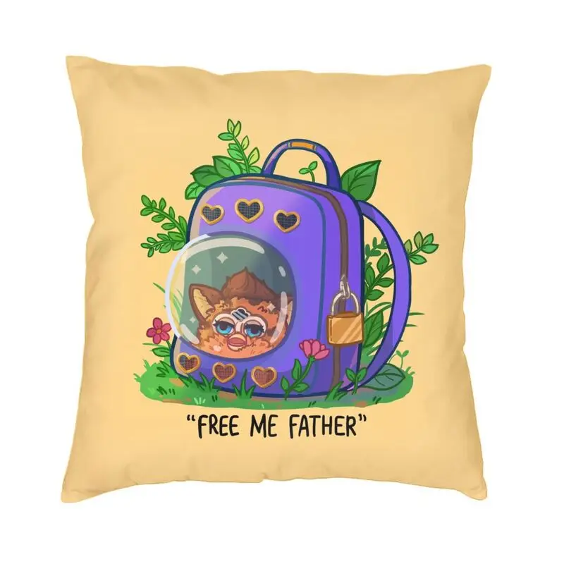 Furbys Cartoon Animal Robot Cushion Cover 45x45 Home Decor 3D Printing Throw Pillow Case for Car Double-sided