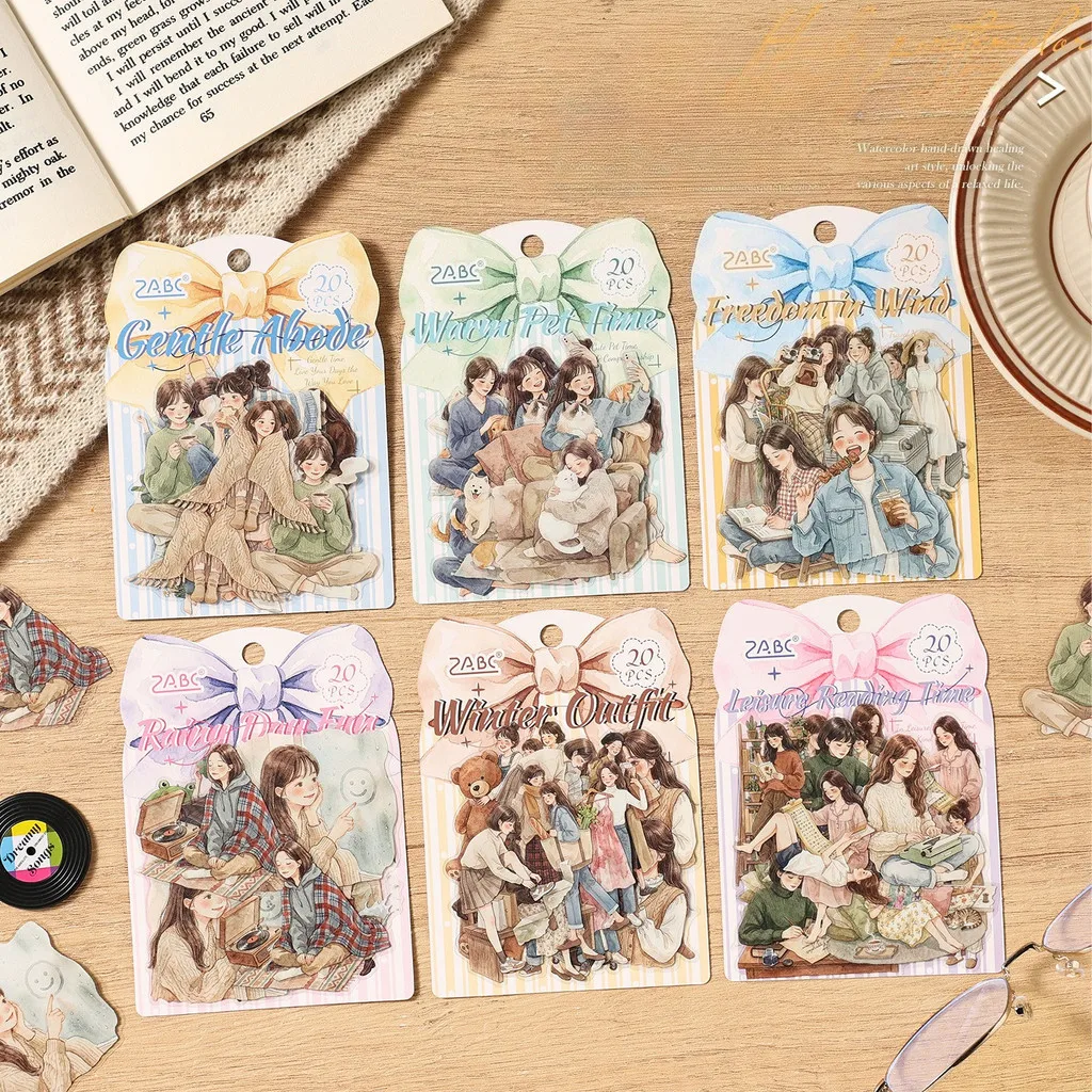 20 Pcs Vintage Daily Hand Account Sticker Pack Decor Stickers DIY Scrapbooking Journal Planner Album Stickers