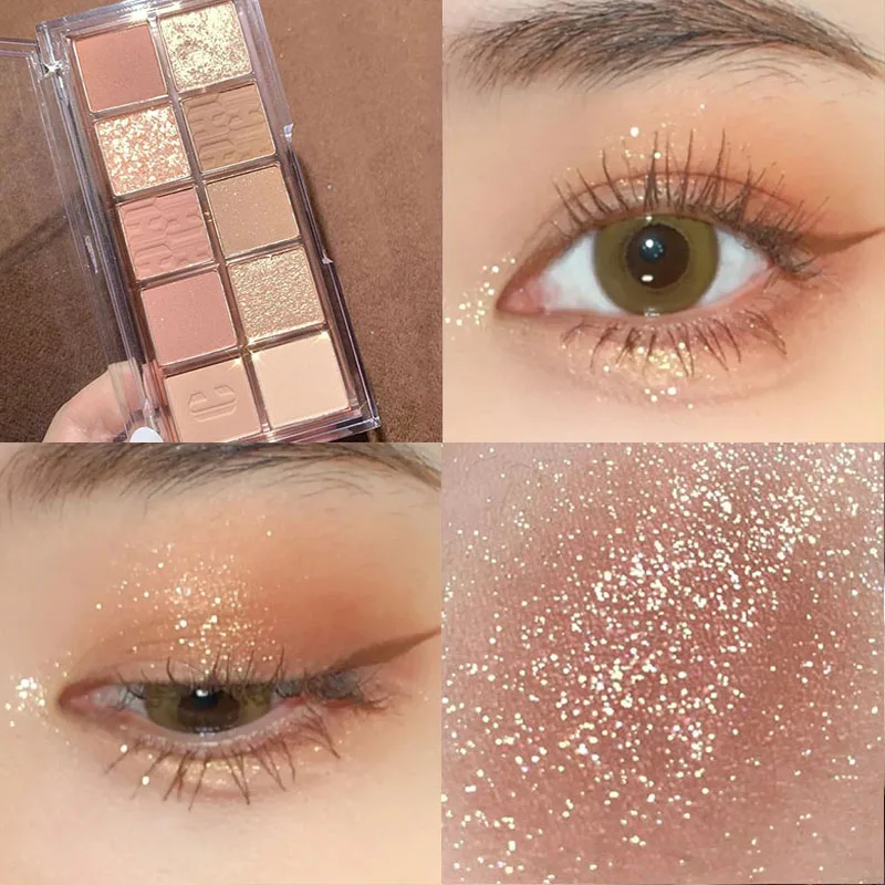 Glitter Sequins Eye Shadow Palette Waterproof Matte Nude Earth Color Eyeshadow Palette Makeup for Women Shiny Eyes Cosmetic Tool