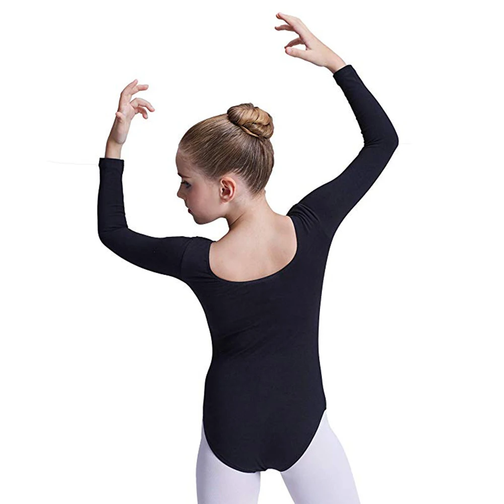 キッズストレッチスパンデックスクラシック長袖バレエダンスレオタード幼児女の子用プロフェッショナル体操ボディスーツ