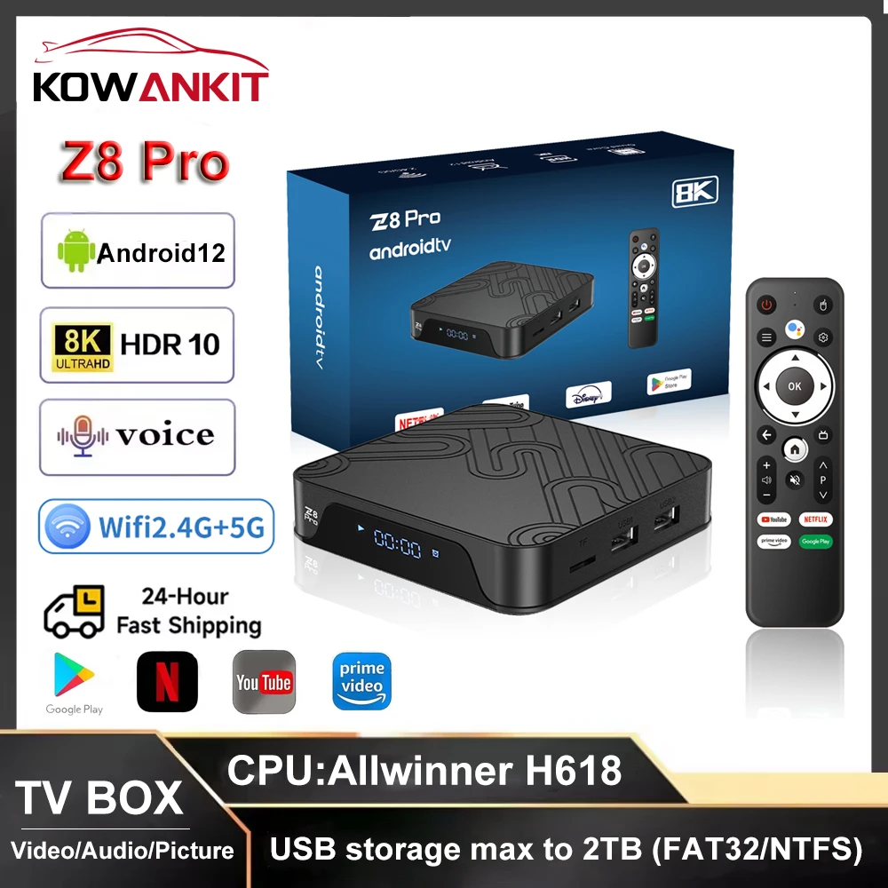 Z8 PRO Android 12.0 TV Box Allwinner H618 4K WiFi Dual 2.4/5G ATV Asistente de Voz Smart TV Box Reproductor Multimedia Android Set-top Box