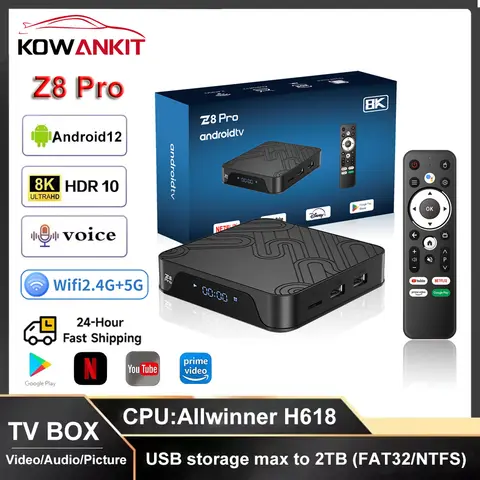 Z8 PRO Android 12.0 TV Box Allwinner H618 4K Dual WiFi 2.4/5G ATV Voice Assistant Smart TV Box Android Media Player Set-top Box