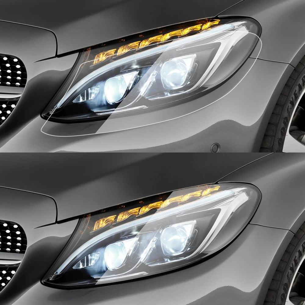 Car Headlight TPU PPF Protective Film For Mercedes Benz C Class W205 W206 2015-2025 Smoke Black Pre Cut Anti-Scratch Vinyl Film - view 3