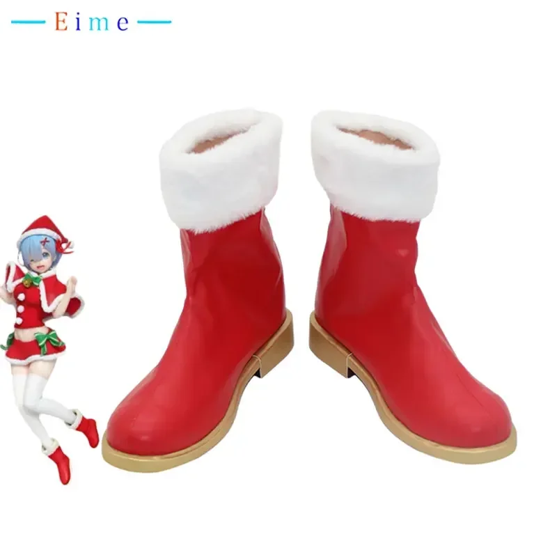 

Christmas Rem Cosplay Shoes Halloween Carnival Boots PU Leather Shoes Anime Cosplay Props Custom Made