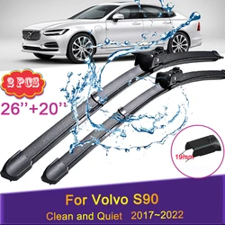 Car Wiper Blades for Volvo S90 2017 2018 2019 2020 2021 2022 Front Windshield Frameless Durable Rubber Snow Shaving Accessories