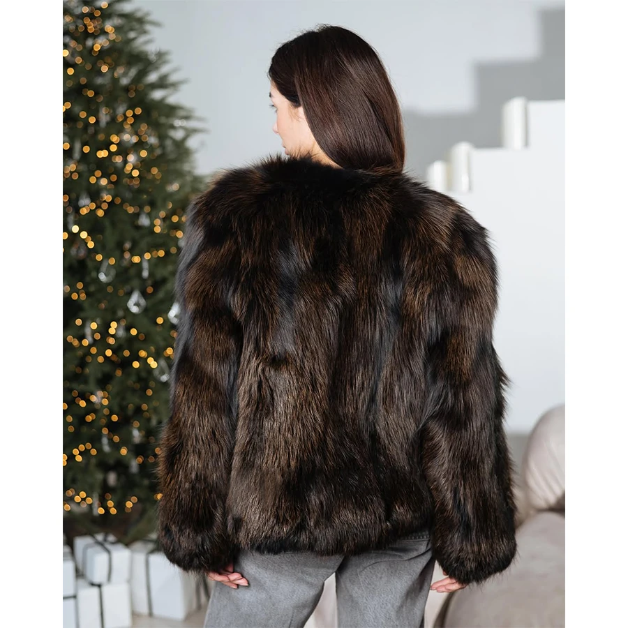 Casacos de pele completa natural sem gola prata casaco de pele de raposa feminino jaqueta de couro genuíno nova moda curto casaco de pele de raposa prateada