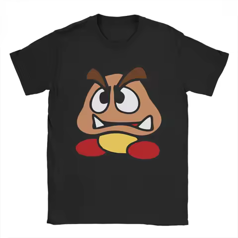 Novelty Super Marios Mushroom Goomba T-Shirts Men Crewneck Cotton T Shirt Short Sleeve Tees Gift Idea Clothing