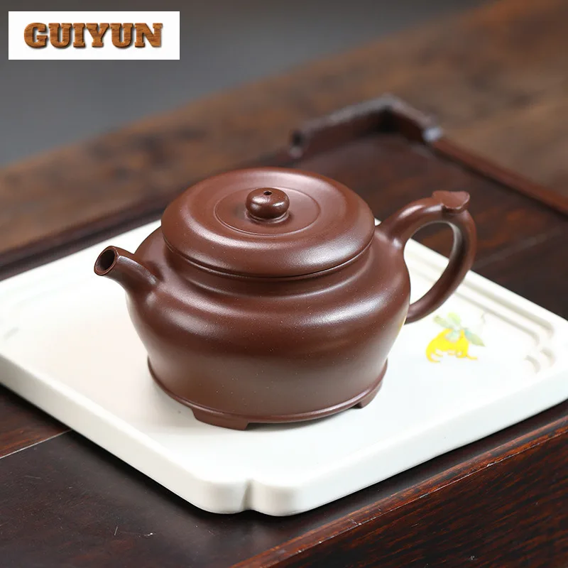 

230ml Aesthetic Yixing Purple Clay Teapots Master Handmade Ruyi Pot Raw Ore Purple Mud Kettle Chinese Zisha Teaset Supplies Gift