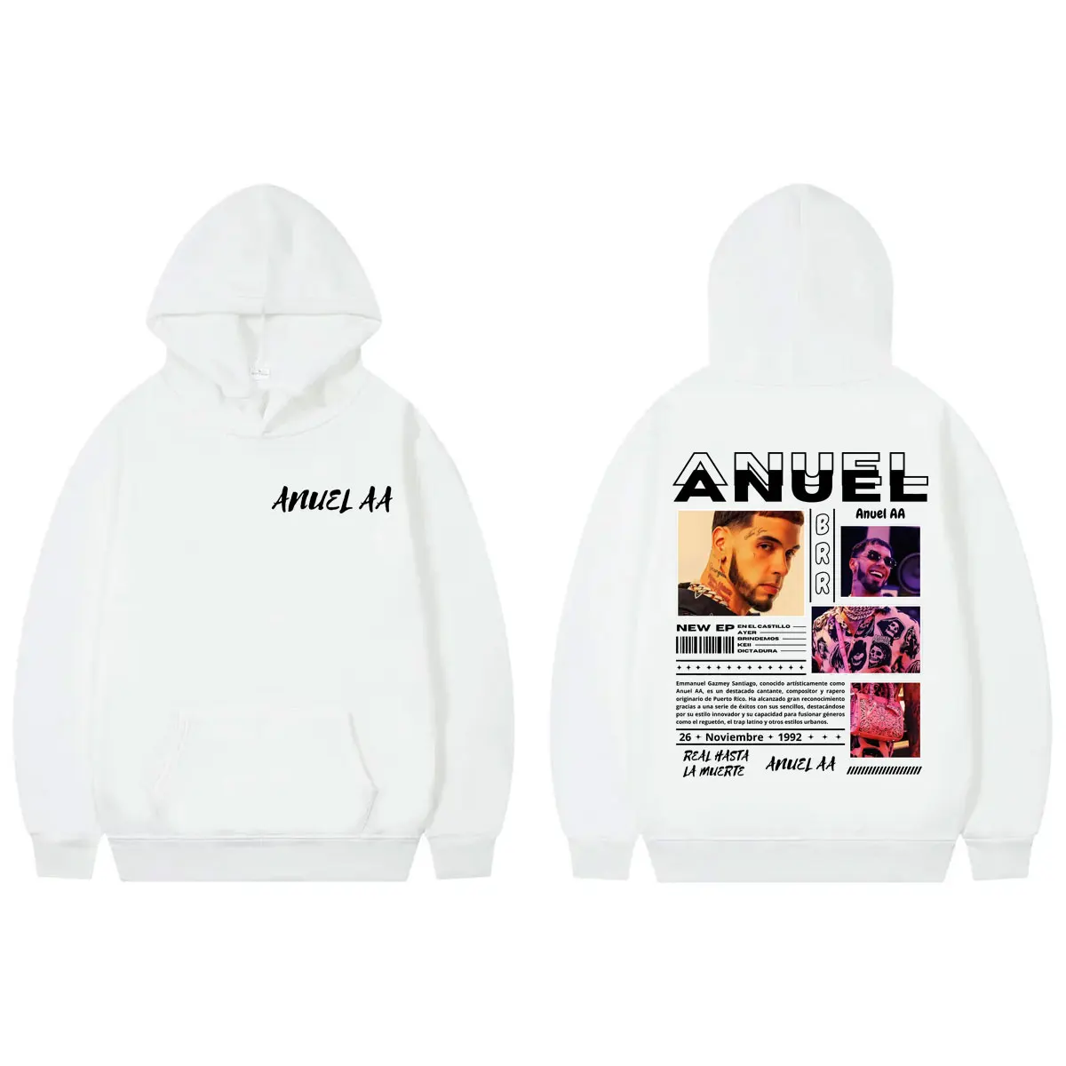 

Limited Edition Anuel AA Rap Hoodies Harajuku Hip Hop Oversized Pullover Men Women Fashion Casual Hooded Sweatshirts Streetwear