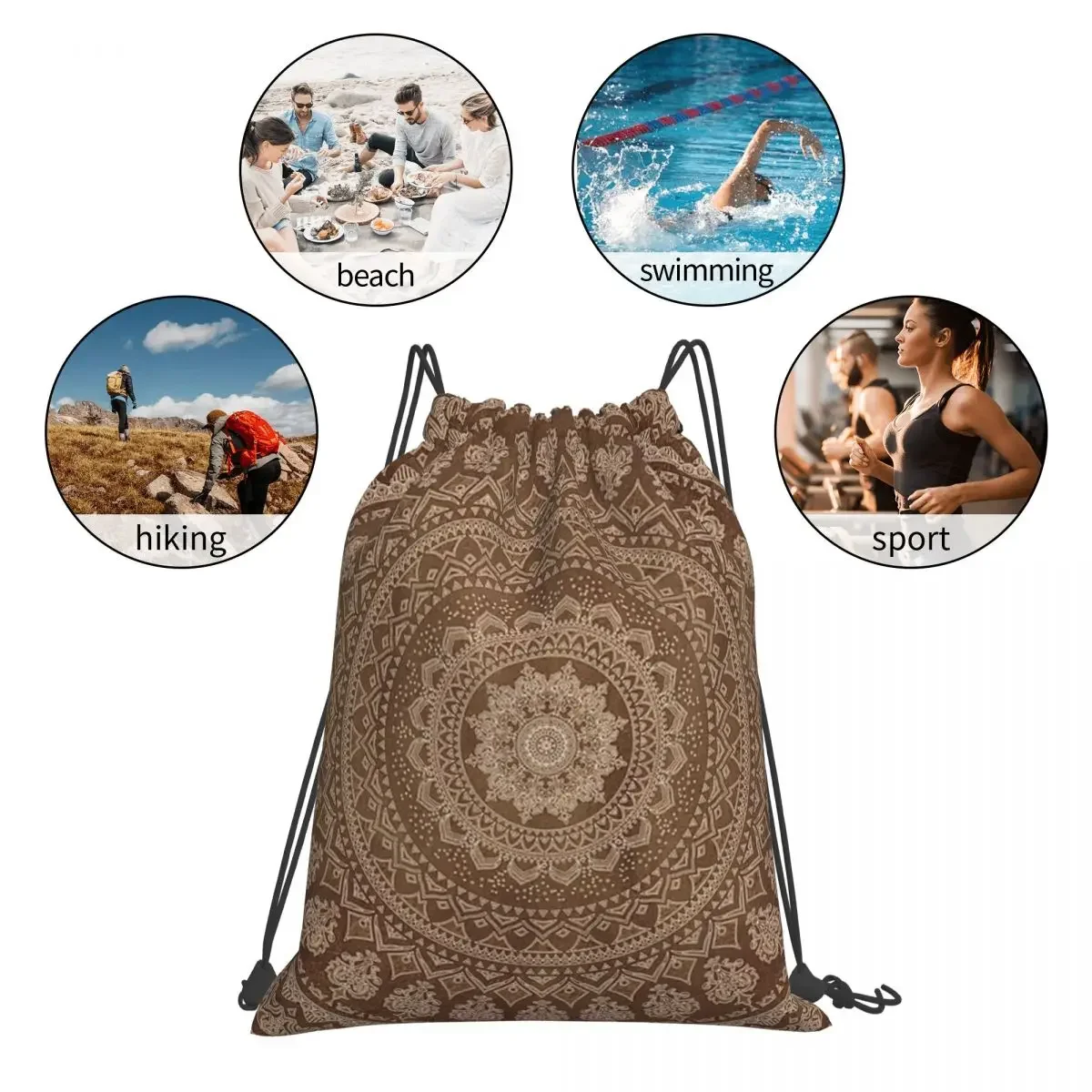 Mandala Earth zaini borse multifunzione con coulisse borsa sportiva con coulisse borsa sportiva per uomo donna studenti