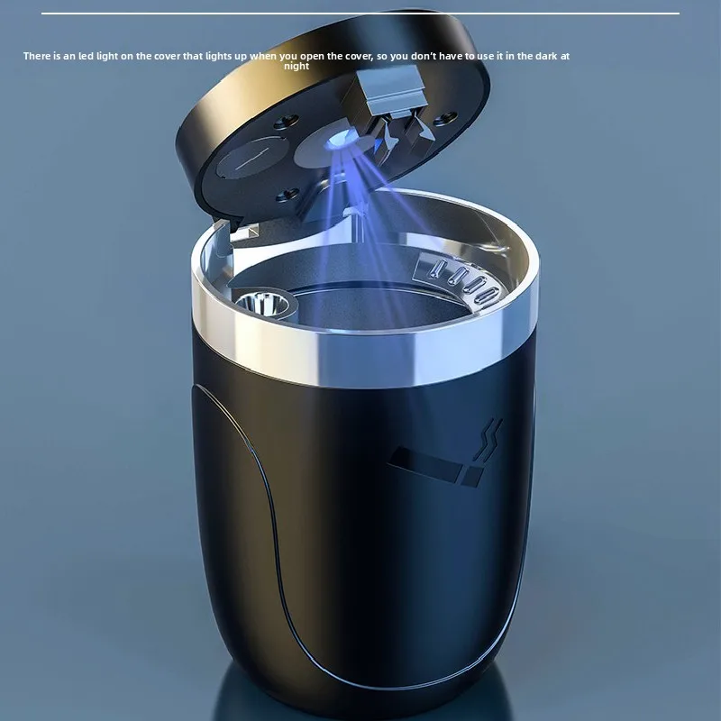 Car Cigarette Ashtray Cup Kit With Lid With LED Automatic Light Indicator Ashtray Cups Holder Organizer Box Interior Accessories view 3
