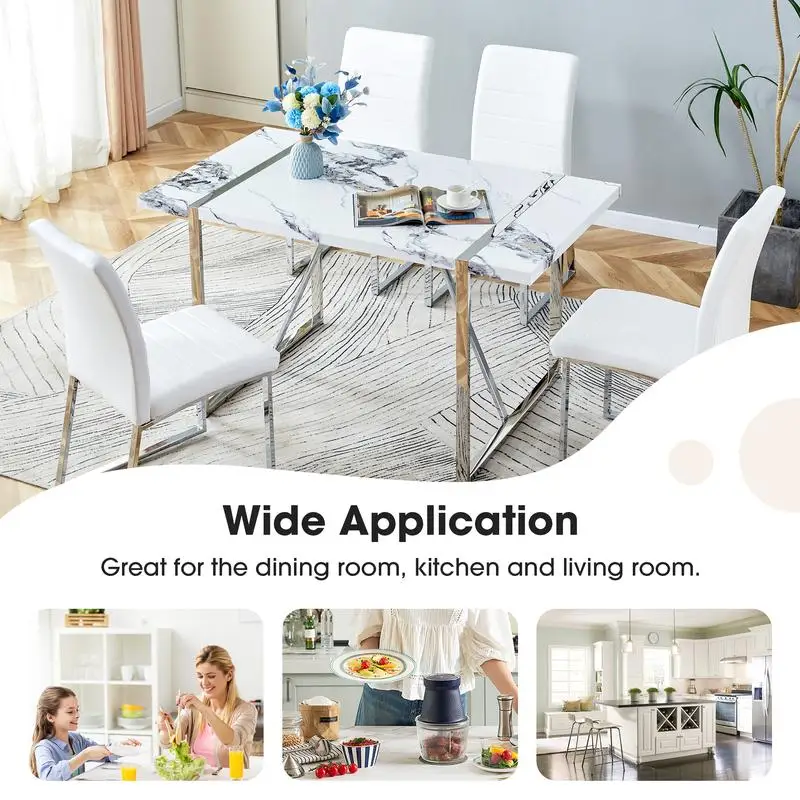 Tavolo da pranzo moderno rettangolare in finto marmo da 55" per 4, mobili da cucina versatili per sala da pranzo, ufficio domestico o soggiorno