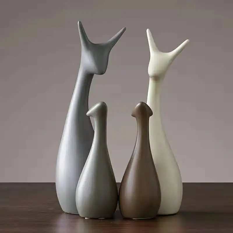 

Скандинавские керамические украшения: абстрактная скульптура оленя, декор для дома, креативный аксессуар для ТВ-тумбы, керамический олень в подарок