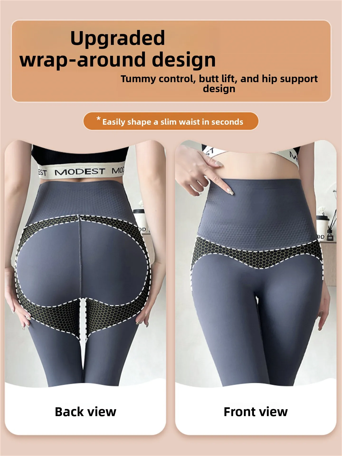 High Waist Yoga Pants Women's Spring Autumn ark Skin Sports Fitn Tummy Control Leggings Long Pants Nylon Spandex Blend