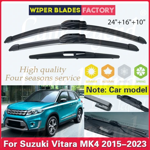 Щетки стеклоочистителя для Suzuki Vitara MK4 2015-2023, мягкие резиновые стеклоочистители для лобового стекла автомобиля 2021, 2022, 24, 16, 10 дюймов
