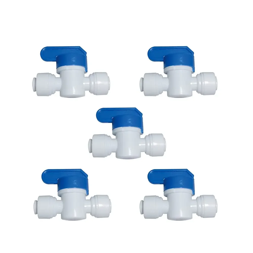 1/4 inch O.D. Tube Water line Quick Connector ball valve, Water Tube Fitting,for RO Water Systems,Water Purifiers,Pack of 5