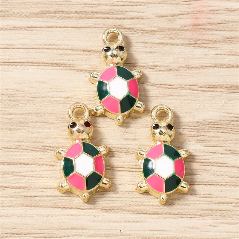 10 Stück 10x18mm Cartoon Emaille Tier Schildkröten-Anhänger für Schmuckherstellung Ohrringe Halsketten DIY Handgemachte Bastelarbeiten Zubehör – Detail 7