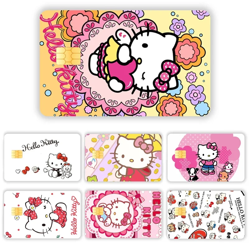 Kawaii Sanrioed Hello Kity Pvc Sticker Waterproof Anime Purin Dog Film Tape Skin for Credit Card Debit Card Sticker Decal Toys