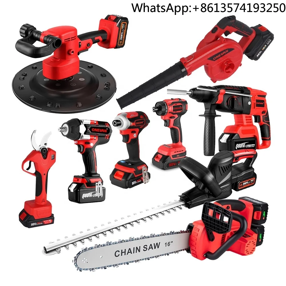 Onevan bateria sem fio torque sem escova impacto power parafuso chave de fenda sem fio portátil furadeiras driver ferramentas conjunto motor