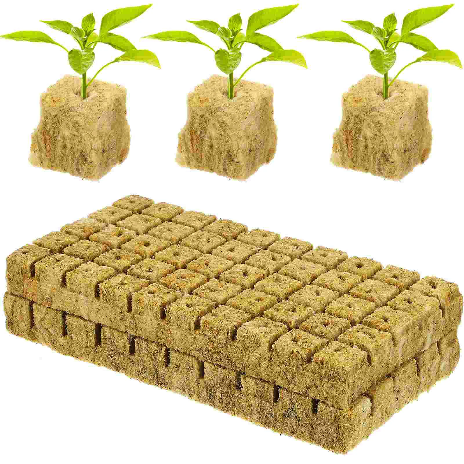 100 Pcs Sowing Plug Seedling Block Plant Grow Cubes Soil Nutrition Cloning Spun into Marshmallow Fiber