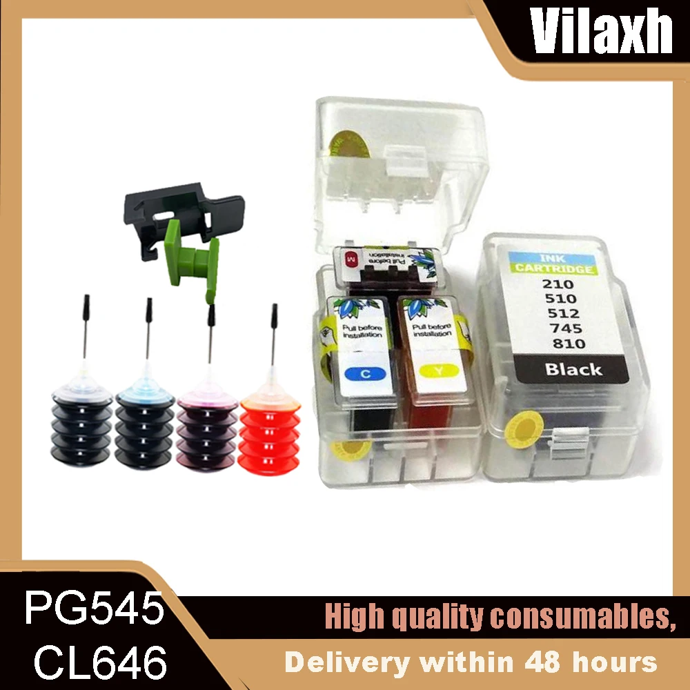 Vilaxh 545XL 545 XL PG545 CL 546 Smart nachfüllbare Tintenpatrone für Canon IP2800 IP2850 MG2400 MG2450 MG2455 Drucker