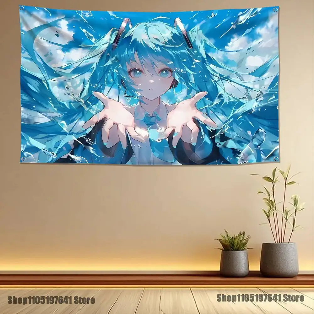 Anime M-MIKU-S Flag Tapestry Banner For Bedroom Outdoor Living Room Restaurant Bar Wall Decor Party