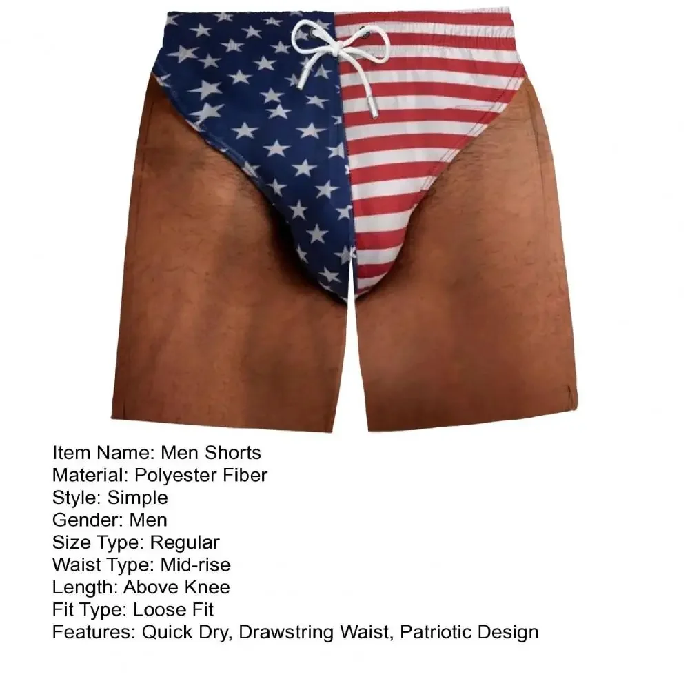 Herren Badeshorts mit 3D-Effekt und USA-Flaggen-Print, Schnelltrocknend, für Strand und Surfen – Detail 3