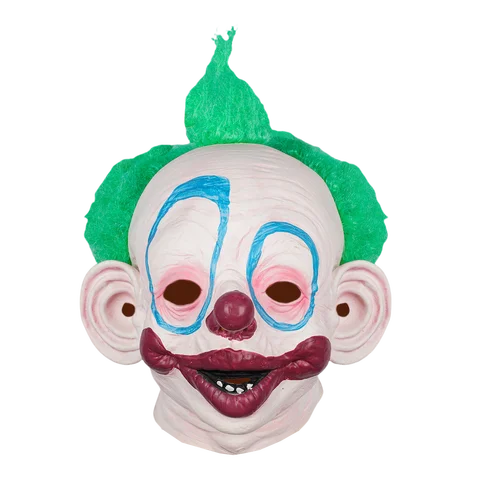 Halloween Scary Clown Mask with Green Hair & Big Ears, Realistic Latex Headgear, Adult Cosplay Prop for Haunted House & Prank