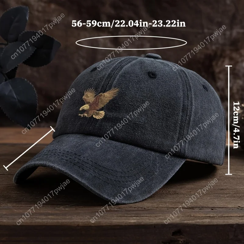 Men's Adjustable Eagle Print Baseball Cap, Stylish Dark Blue Hip Hop Sun Hat | Eagle Design | Durable Headwear