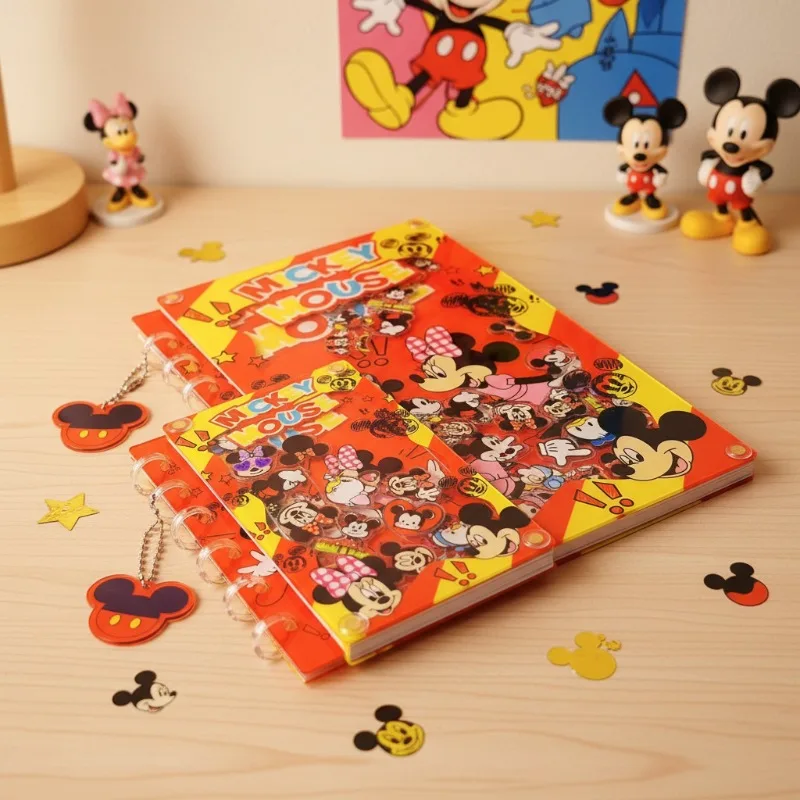 Acrylic Rustle Shake Book A5 A7 Mickey and Minnie Cartoon Sketch Diary Handbook Student Stationery Friends Sticker Kawaii Gift view 3